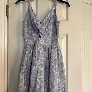 Angie Light Blue/gray  Floral Lace Midi Dress
